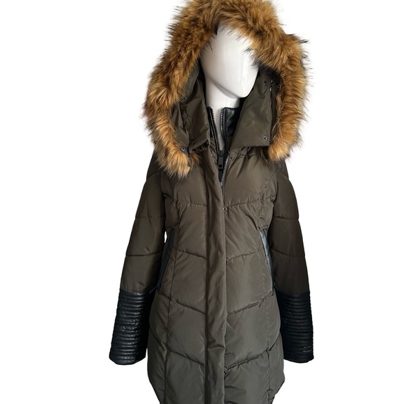 Twik Olive Green Jacket with Faux Fur Trim - Picture 1 of 12